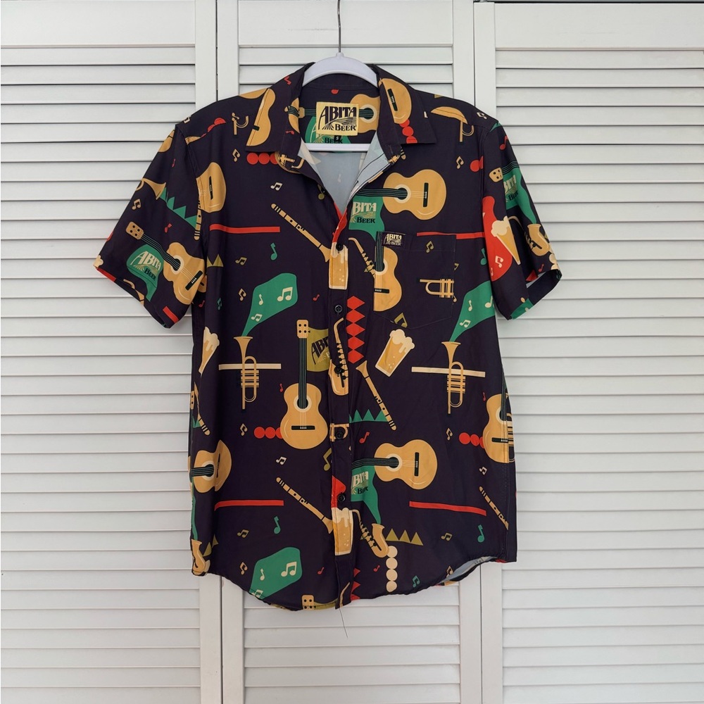 Abita Brewing Company Button-Up Work Shirt New Orleans Mardi Gras NOLA Music S